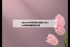 labview中如何设计登录 labview如何创建类的引用