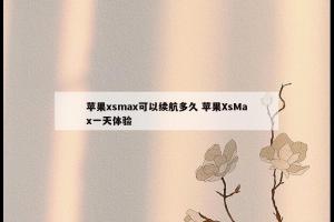 苹果xsmax可以续航多久 苹果XsMax一天体验