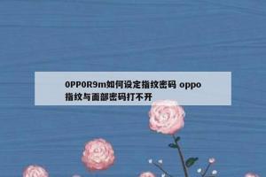 0PP0R9m如何设定指纹密码 oppo指纹与面部密码打不开