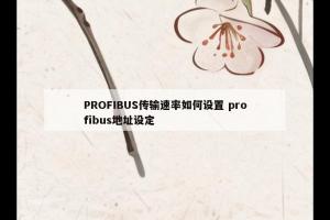 PROFIBUS传输速率如何设置 profibus地址设定