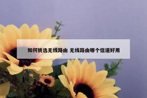 如何挑选无线路由 无线路由哪个信道好用