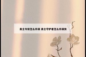 勇士令状怎么升级 勇士守护者怎么升级快