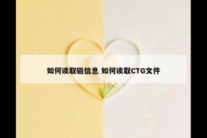 如何读取磁信息 如何读取CTG文件