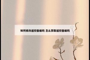 如何修改遥控器编码 怎么获取遥控器编码