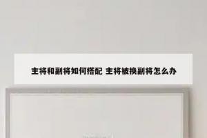 主将和副将如何搭配 主将被换副将怎么办