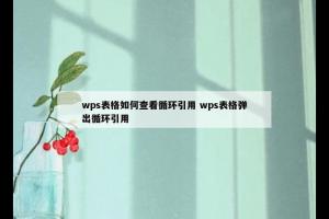 wps表格如何查看循环引用 wps表格弹出循环引用