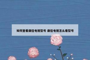 如何查看康佳电视型号 康佳电视怎么看型号