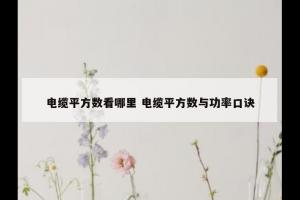 电缆平方数看哪里 电缆平方数与功率口诀