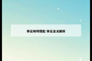 停云如何搭配 停云含义解析