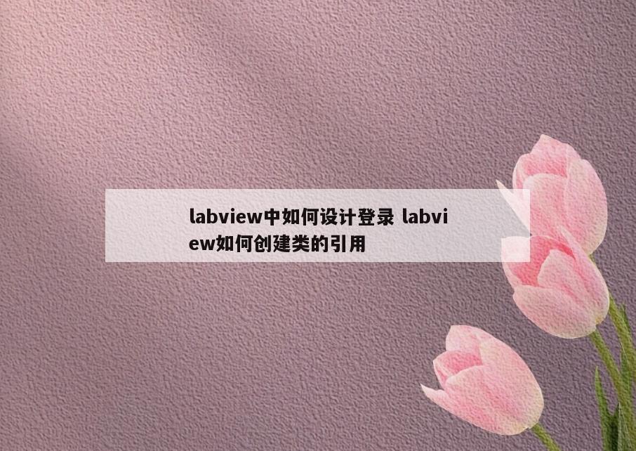 labview中如何设计登录 labview如何创建类的引用