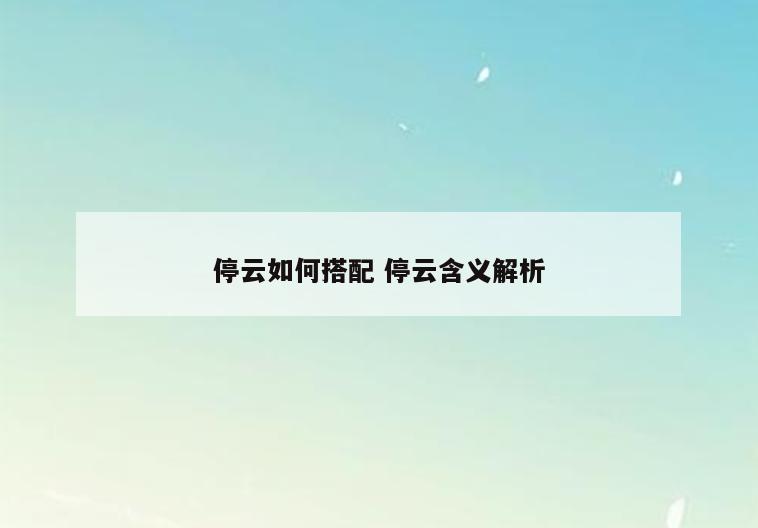 停云如何搭配 停云含义解析