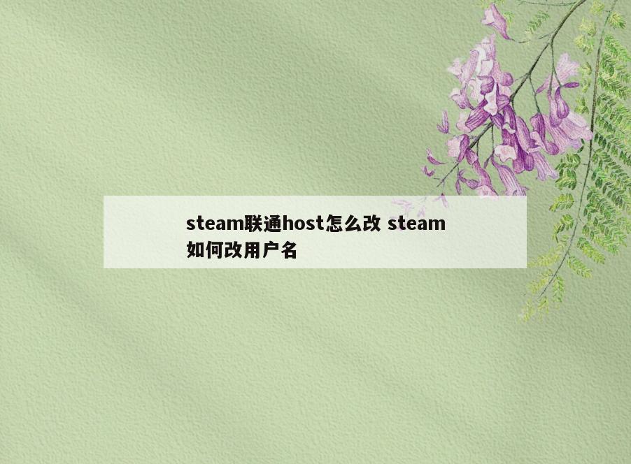 steam联通host怎么改 steam如何改用户名
