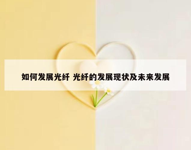 如何发展光纤 光纤的发展现状及未来发展