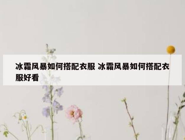 冰霜风暴如何搭配衣服 冰霜风暴如何搭配衣服好看