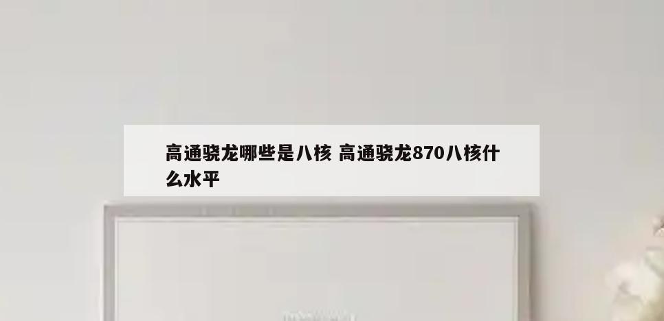 高通骁龙哪些是八核 高通骁龙870八核什么水平
