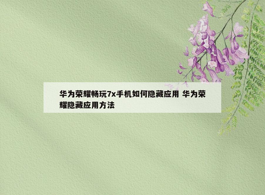 华为荣耀畅玩7x手机如何隐藏应用 华为荣耀隐藏应用方法