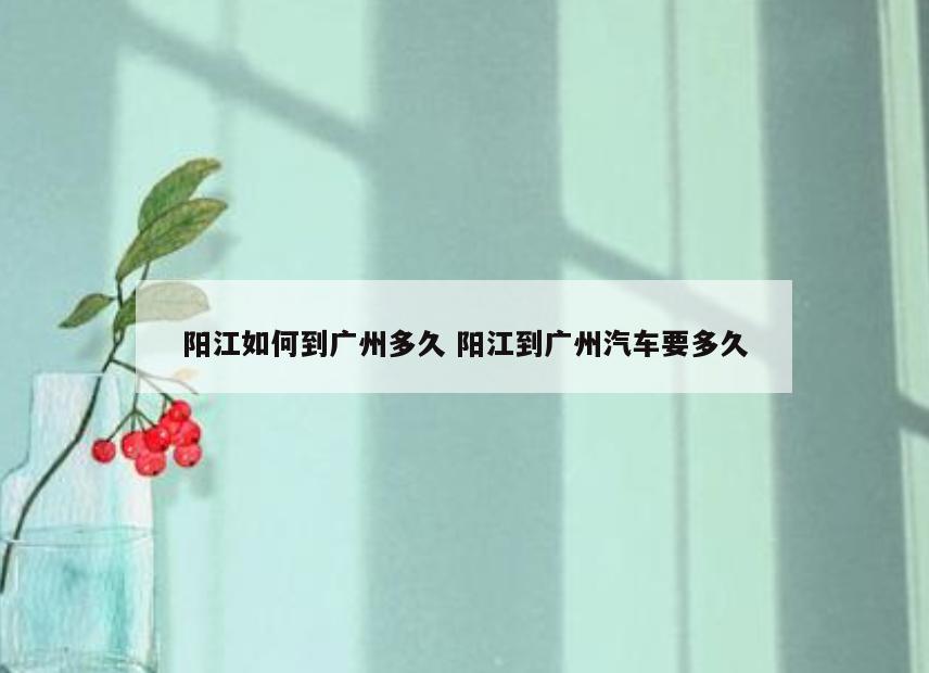 阳江如何到广州多久 阳江到广州汽车要多久