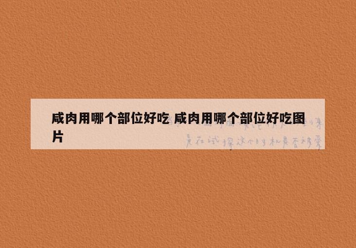咸肉用哪个部位好吃 咸肉用哪个部位好吃图片