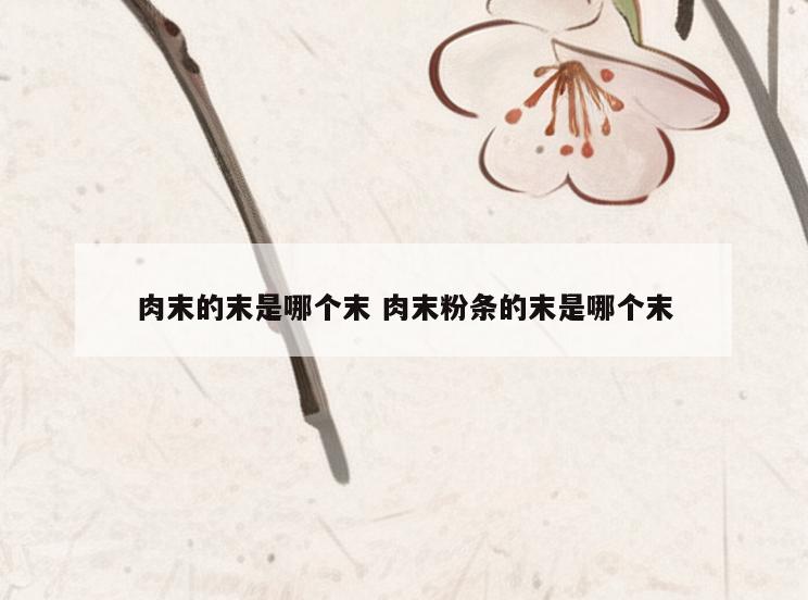 肉末的末是哪个末 肉末粉条的末是哪个末