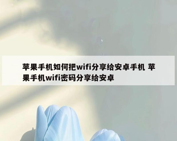 苹果手机如何把wifi分享给安卓手机 苹果手机wifi密码分享给安卓