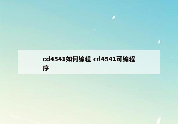 cd4541如何编程 cd4541可编程序