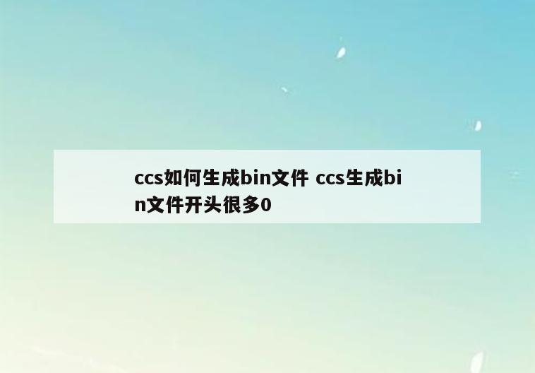 ccs如何生成bin文件 ccs生成bin文件开头很多0