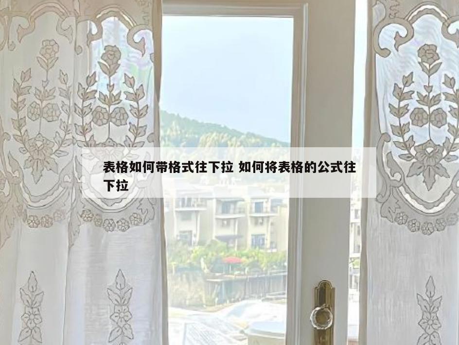 表格如何带格式往下拉 如何将表格的公式往下拉