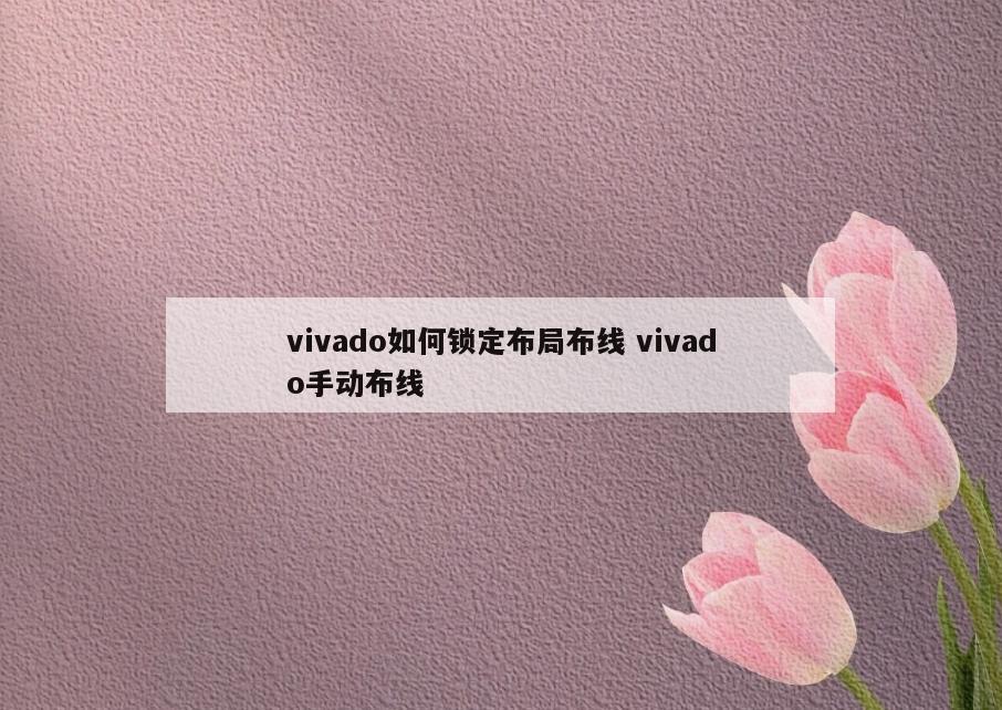 vivado如何锁定布局布线 vivado手动布线