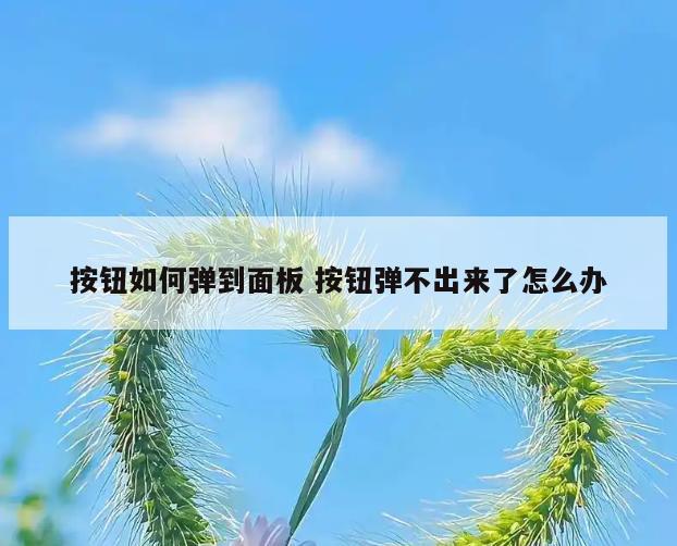 按钮如何弹到面板 按钮弹不出来了怎么办