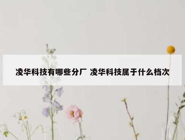 凌华科技有哪些分厂 凌华科技属于什么档次
