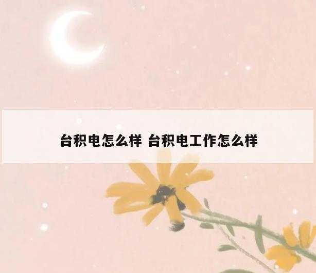 台积电怎么样 台积电工作怎么样
