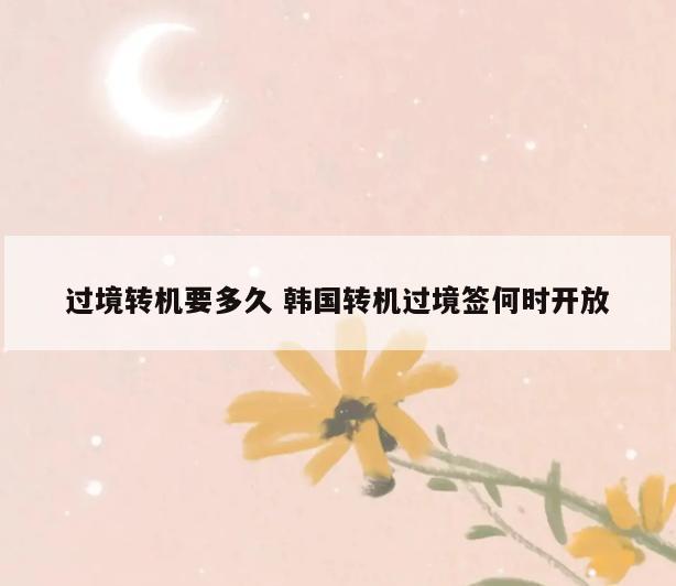 过境转机要多久 韩国转机过境签何时开放