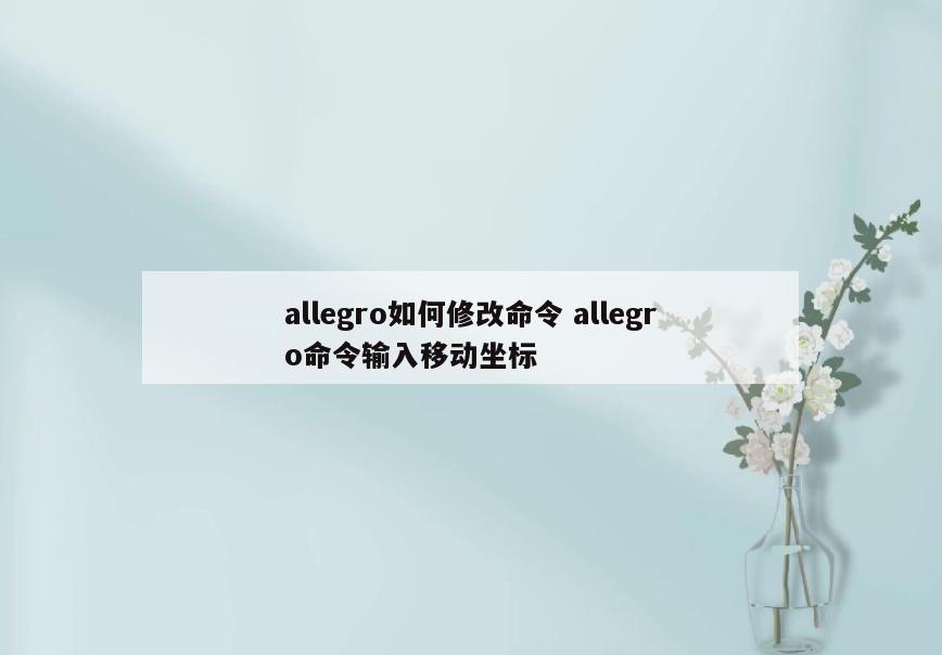 allegro如何修改命令 allegro命令输入移动坐标