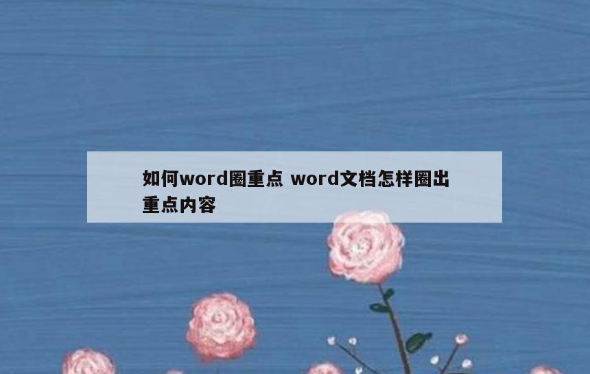 如何word圈重点 word文档怎样圈出重点内容