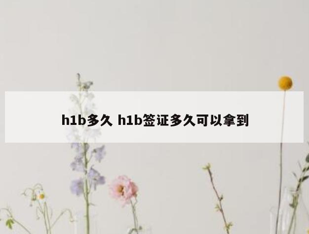 h1b多久 h1b签证多久可以拿到