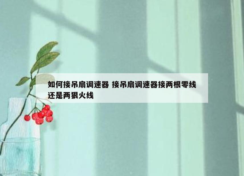 如何接吊扇调速器 接吊扇调速器接两根零线还是两狠火线