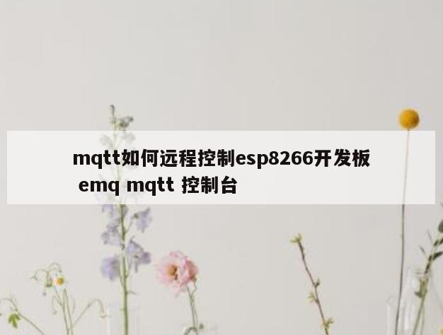 mqtt如何远程控制esp8266开发板 emq mqtt 控制台