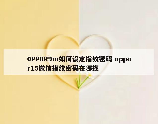 0PP0R9m如何设定指纹密码 oppor15微信指纹密码在哪找