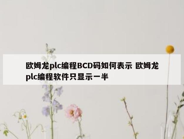 欧姆龙plc编程BCD码如何表示 欧姆龙plc编程软件只显示一半