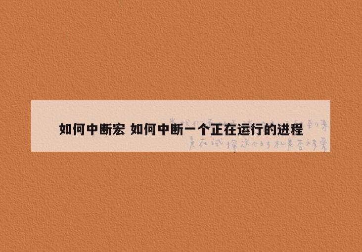 如何中断宏 如何中断一个正在运行的进程