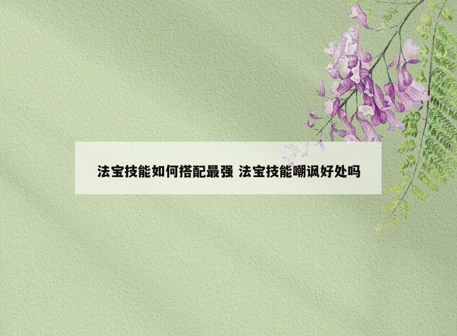 法宝技能如何搭配最强 法宝技能嘲讽好处吗