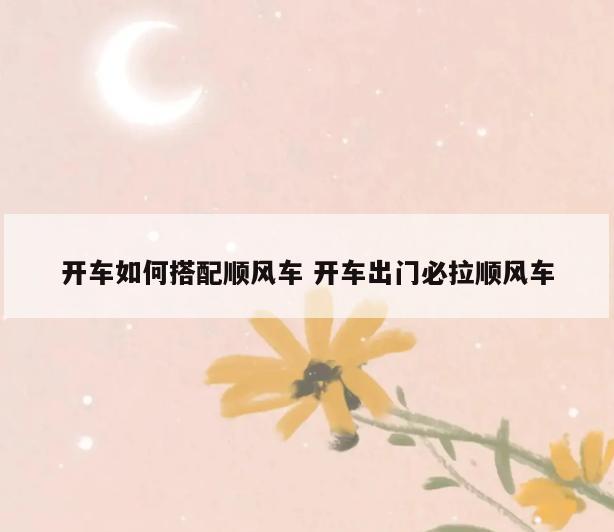 开车如何搭配顺风车 开车出门必拉顺风车