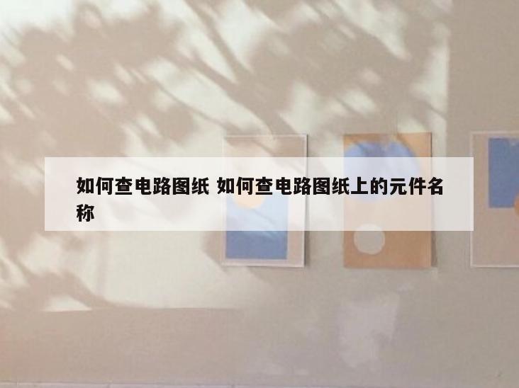 如何查电路图纸 如何查电路图纸上的元件名称
