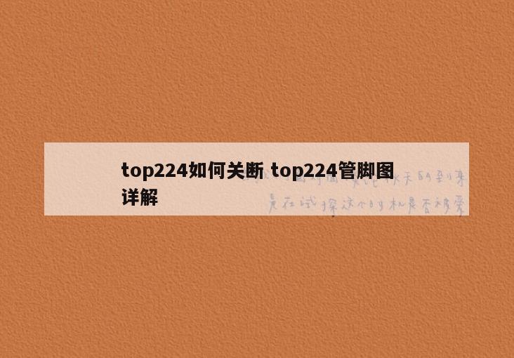 top224如何关断 top224管脚图详解