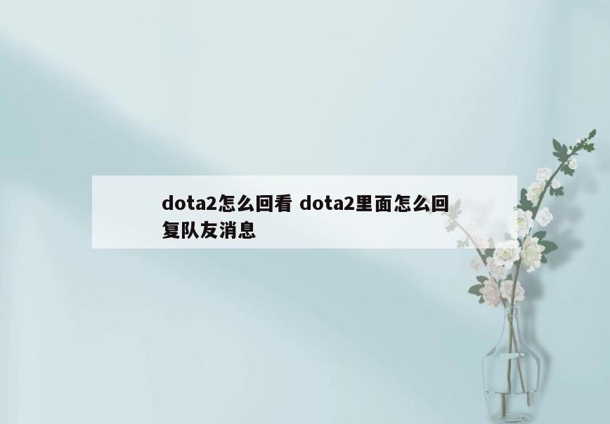 dota2怎么回看 dota2里面怎么回复队友消息