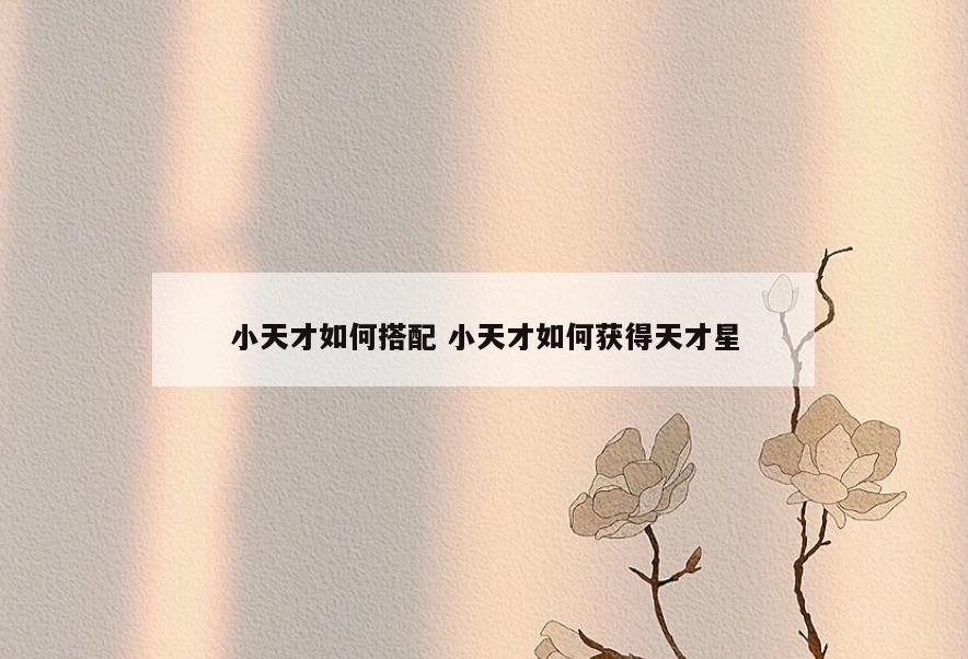 小天才如何搭配 小天才如何获得天才星