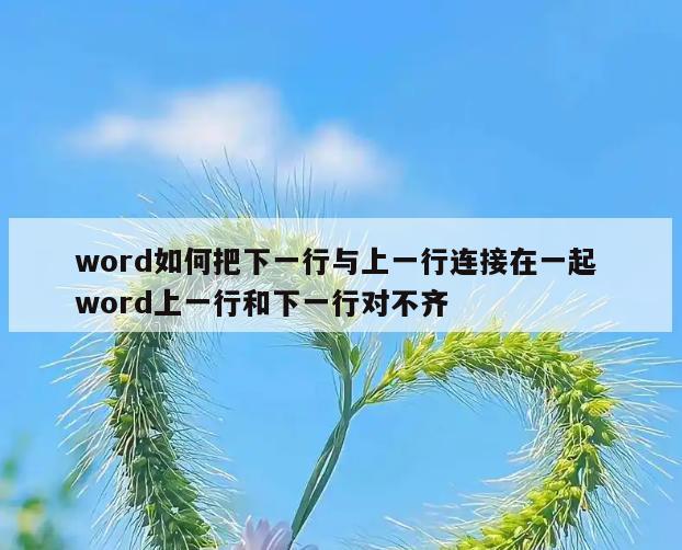 word如何把下一行与上一行连接在一起 word上一行和下一行对不齐