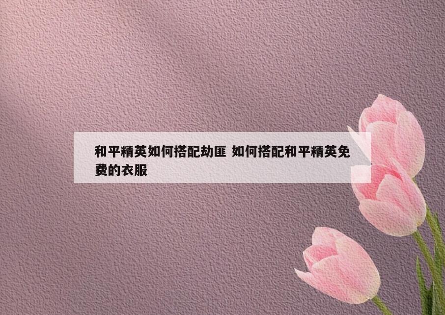 和平精英如何搭配劫匪 如何搭配和平精英免费的衣服