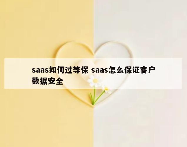 saas如何过等保 saas怎么保证客户数据安全