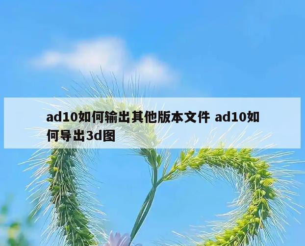 ad10如何输出其他版本文件 ad10如何导出3d图